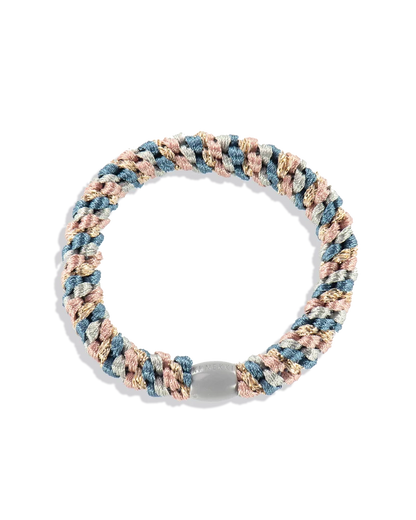 KKNEKKI Haargummi in der Farbe Mix Dusty Blue Dusty Rose – hellgelbes, geflochtenes Haargummi &amp; trendiges Armband