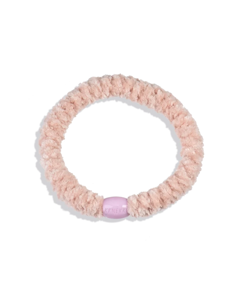 KKNEKKI Haargummi Velvet Dusty Light Pink – samtiges, voluminöses geflochtenes Haargummi in Rosa