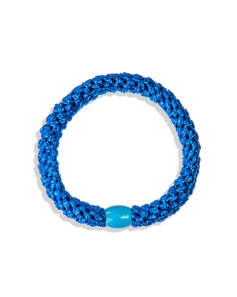 KKNEKKI Haargummi Electric Blue Glitter – blaues, glitzerndes geflochtenes Haargummi als trendiges Armband