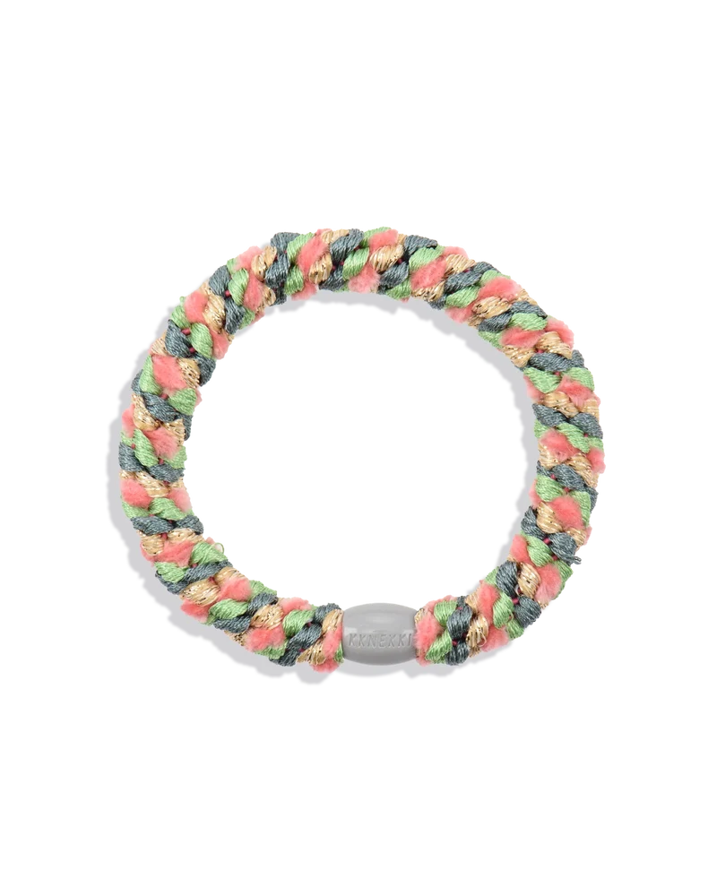 KKNEKKI Haargummi Teal Pink Mix – türkis-pinkes, geflochtenes Haargummi als trendiges Armband