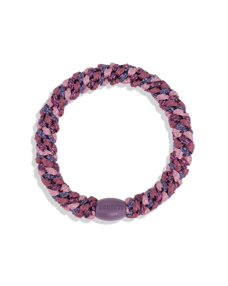 KKNEKKI Haargummi Mix Rosewood Glitter – roséfarbenes, glitzerndes geflochtenes Haargummi als trendiges Armband