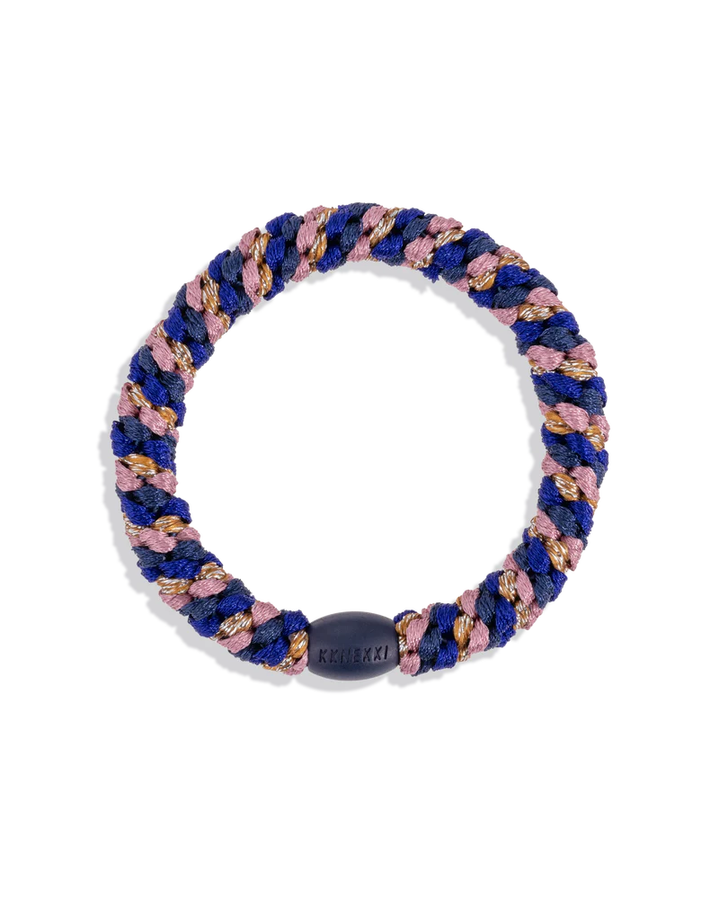 KKNEKKI Haargummi Mix Purple Pink Glitter – lila-pinkes, glitzerndes geflochtenes Haargummi als trendiges Armband