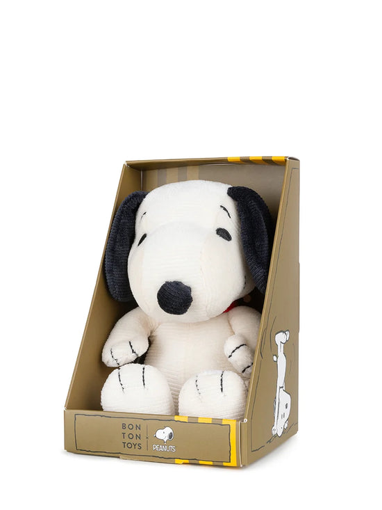 Snoopy ist der Beagle aus der bekannten Comicserie Die Peanuts. Verschenk den süßen Hund in Mini Cord in der Geschenkbox.