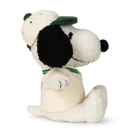 Snoopy ECO Tiny Teddy von Bon Ton Toys mit Sweatshirt und Cap in Beige-Grün – von hinten