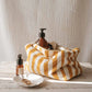 Wash Bag Vic Frottee, stripes / mustard