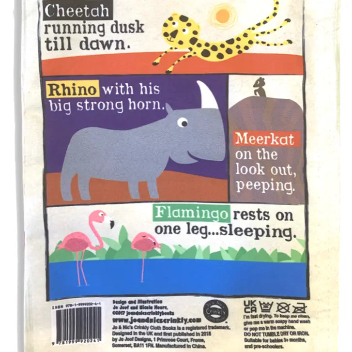 Knisterstoffbuch Safari-Tiere von Jo &amp; Nics Baby Stoffbuch mit Knisterseiten