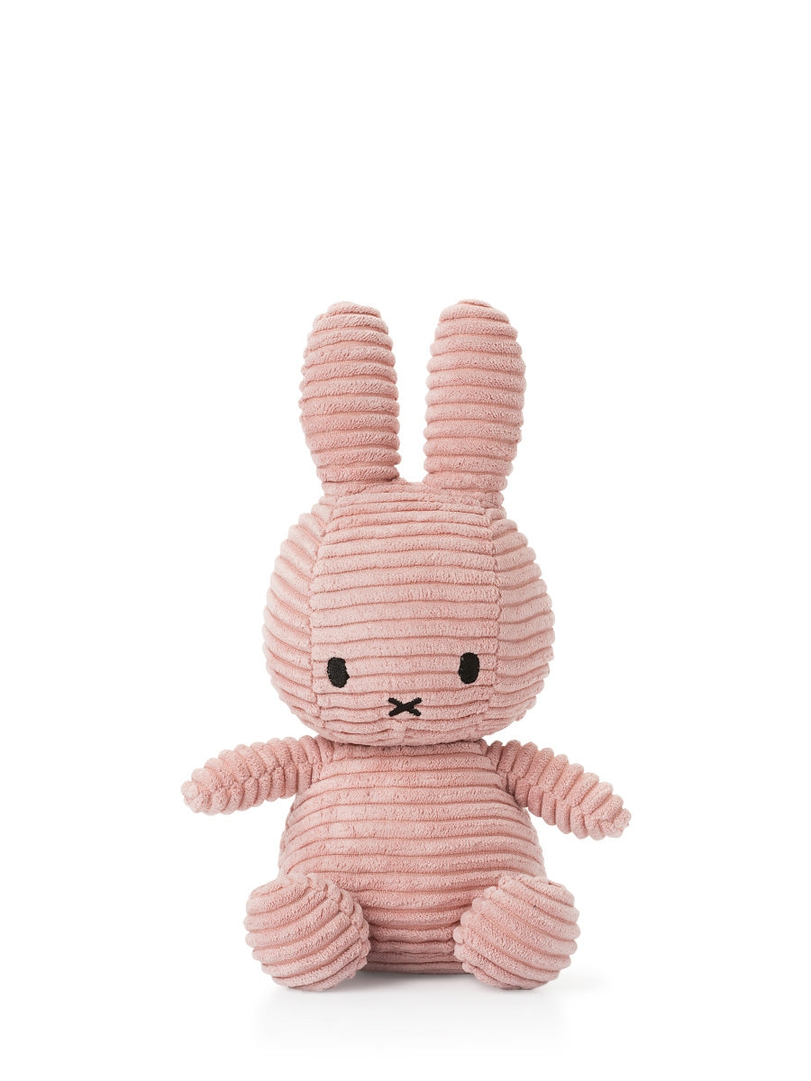Miffy ECO Corduroy aus Cord in Pink, 23 cm – sitzend von vorne