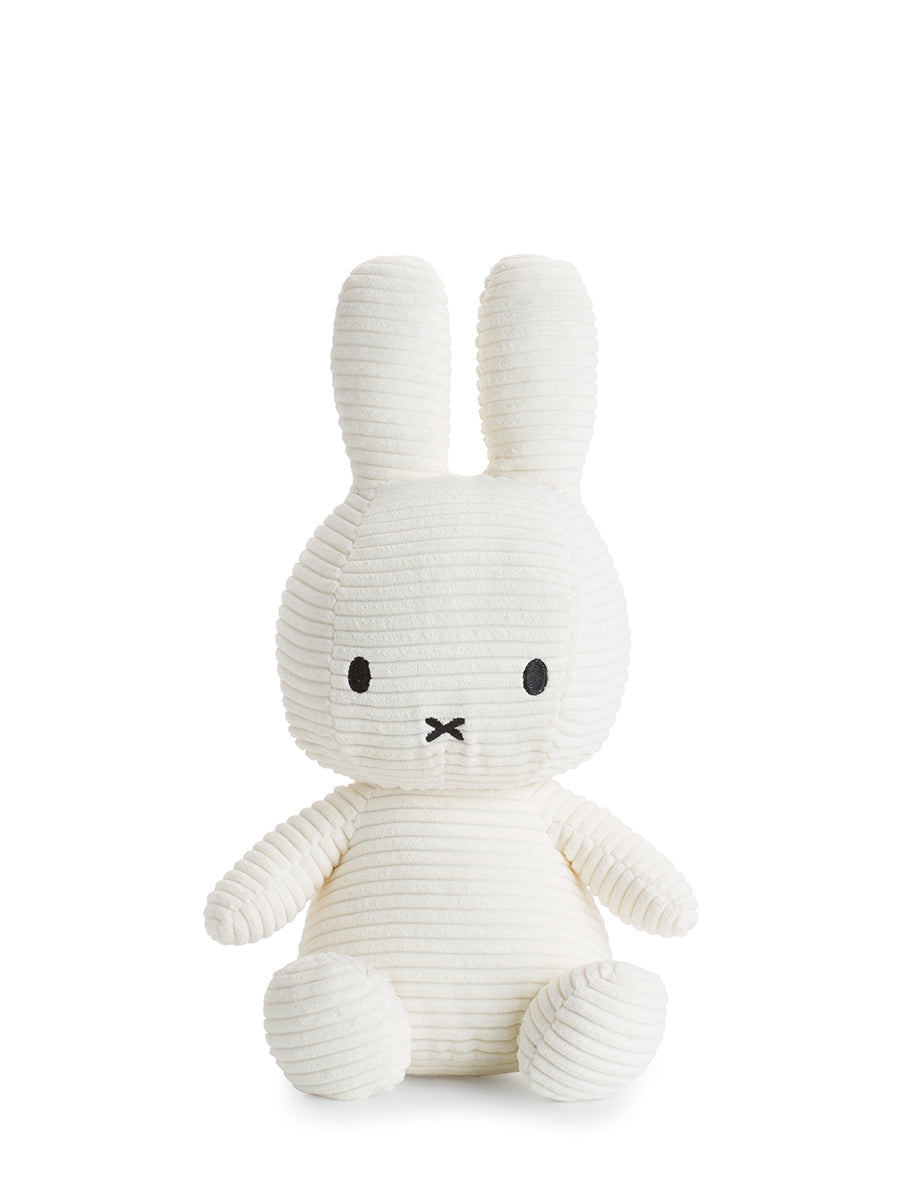 Miffy ECO Corduroy aus Cord in Offwhite, 33 cm – sitzend von vorne