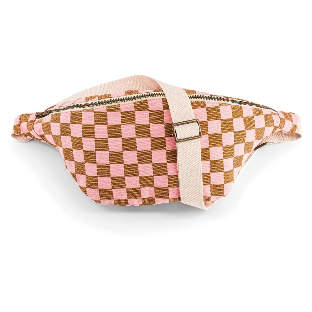 Gürteltasche I Bauchtasche I Crossbag I Bum-Bag - checkerboard strawberry caramel