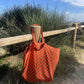 Tote Bag Elisa - check / coral caramel