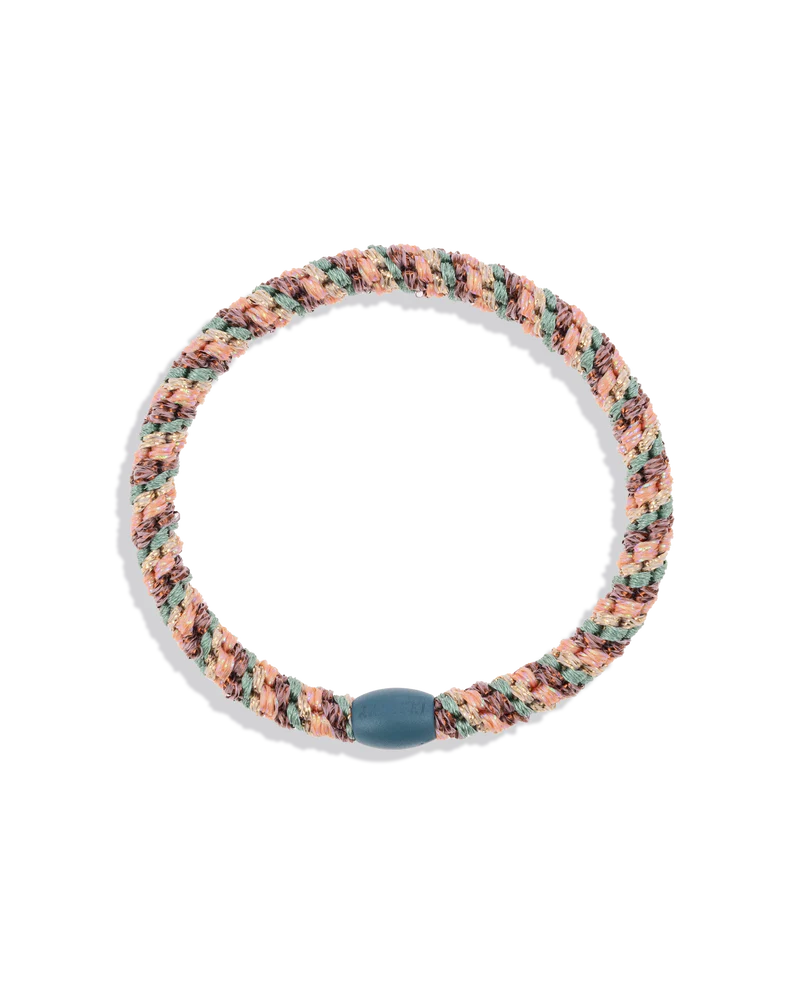 Haargummi KKNEKKI SLIM Mix Plum Faded Green Glitter – feines, leichtes Haargummi mit sicherem Halt, auch als Armband tragbar