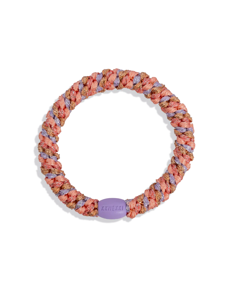 KKNEKKI Haargummi Mix Dusty Rose Pink Glitter  – geflochtenes Haargummi &amp; trendiges Armband