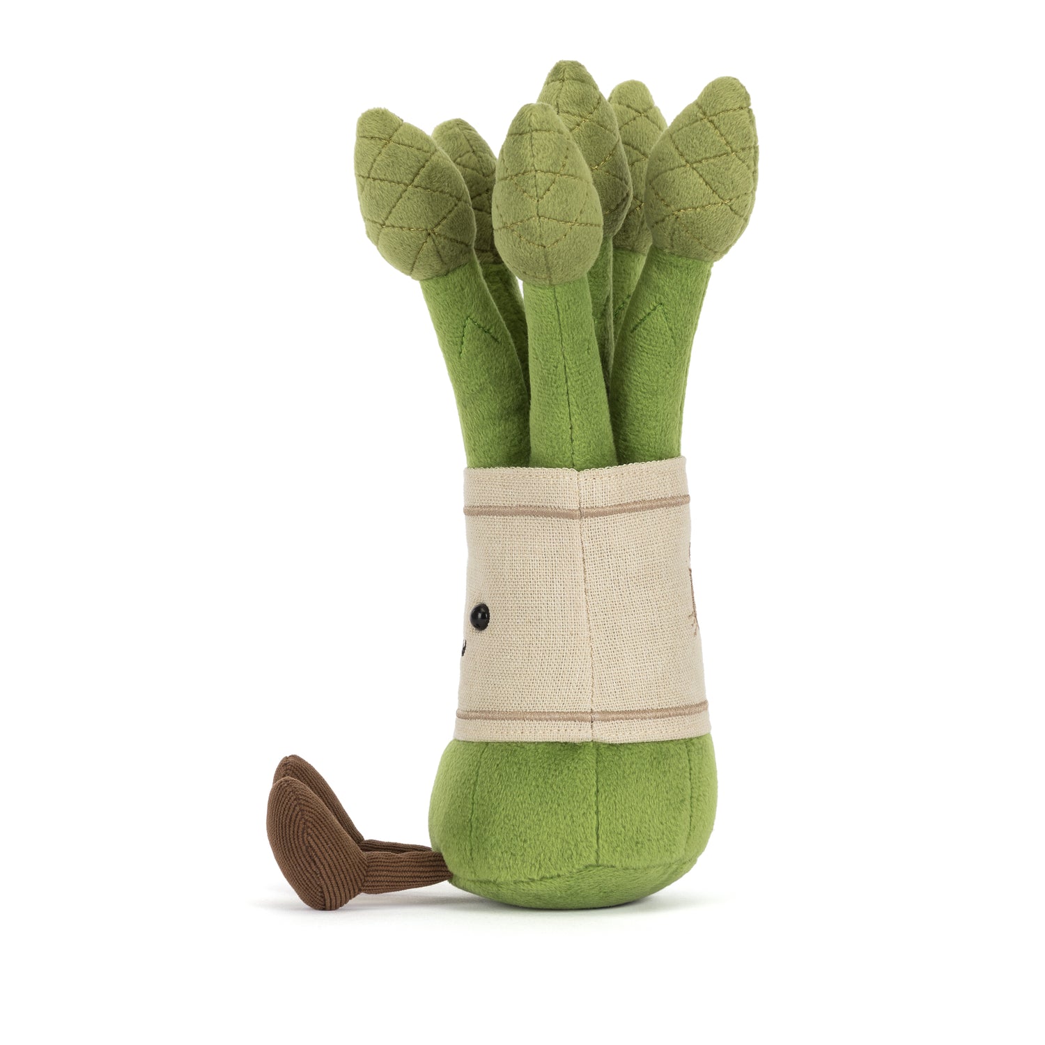 Jellycat Amuseables Asparagus, Plüschtier Spargelbund in Grün mit fröhlichem Lachgesicht
