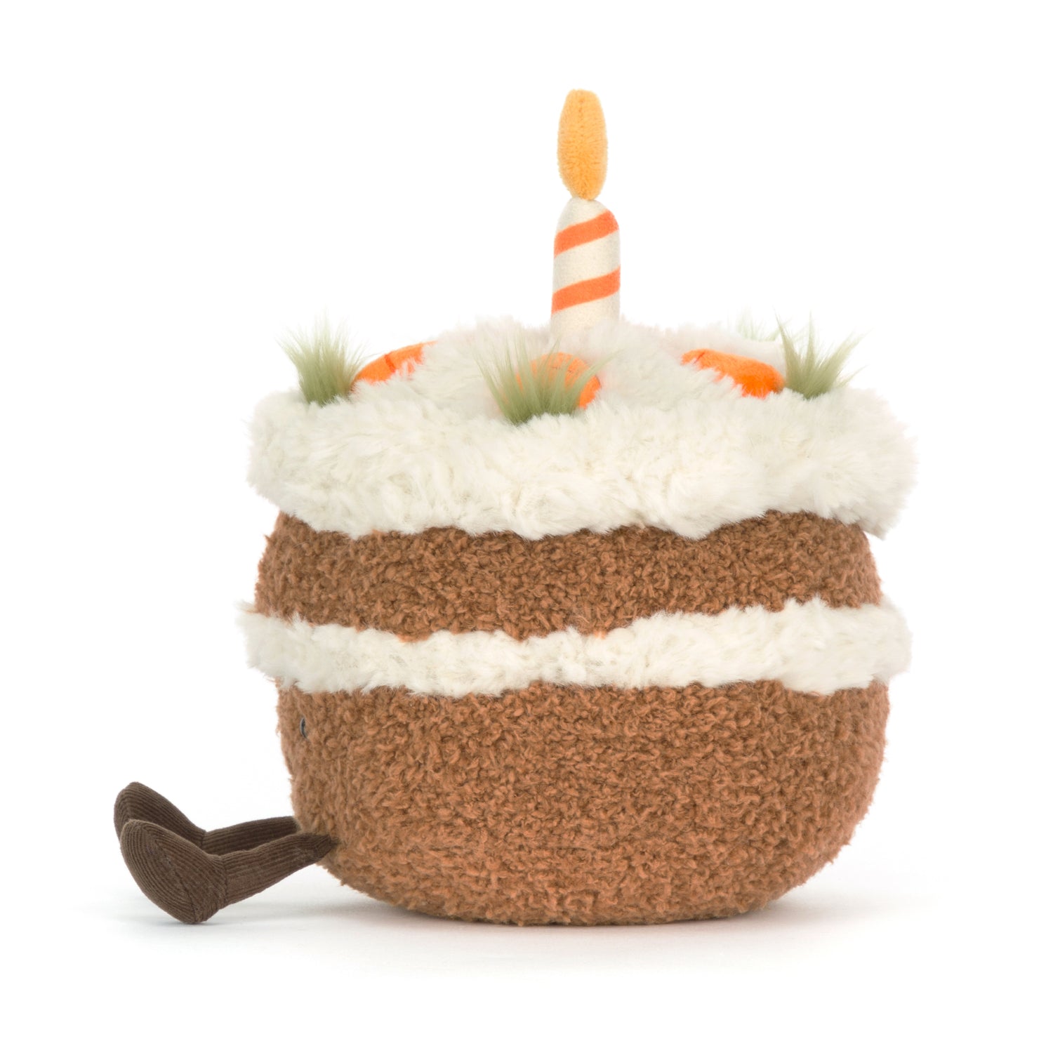 Jellycat Amuseables Carrot Cake – süßes Kuscheltörtchen mit Buttercreme, Karottenverzierung und Kerze