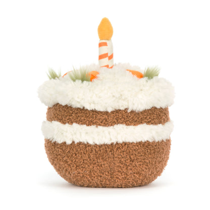 Jellycat Amuseables Carrot Cake – süßes Kuscheltörtchen mit Buttercreme, Karottenverzierung und Kerze