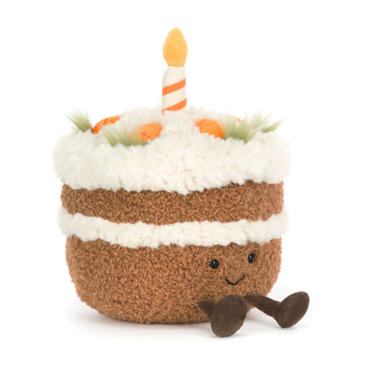 Jellycat Amuseables Carrot Cake – süßes Kuscheltörtchen mit Buttercreme, Karottenverzierung und Kerze