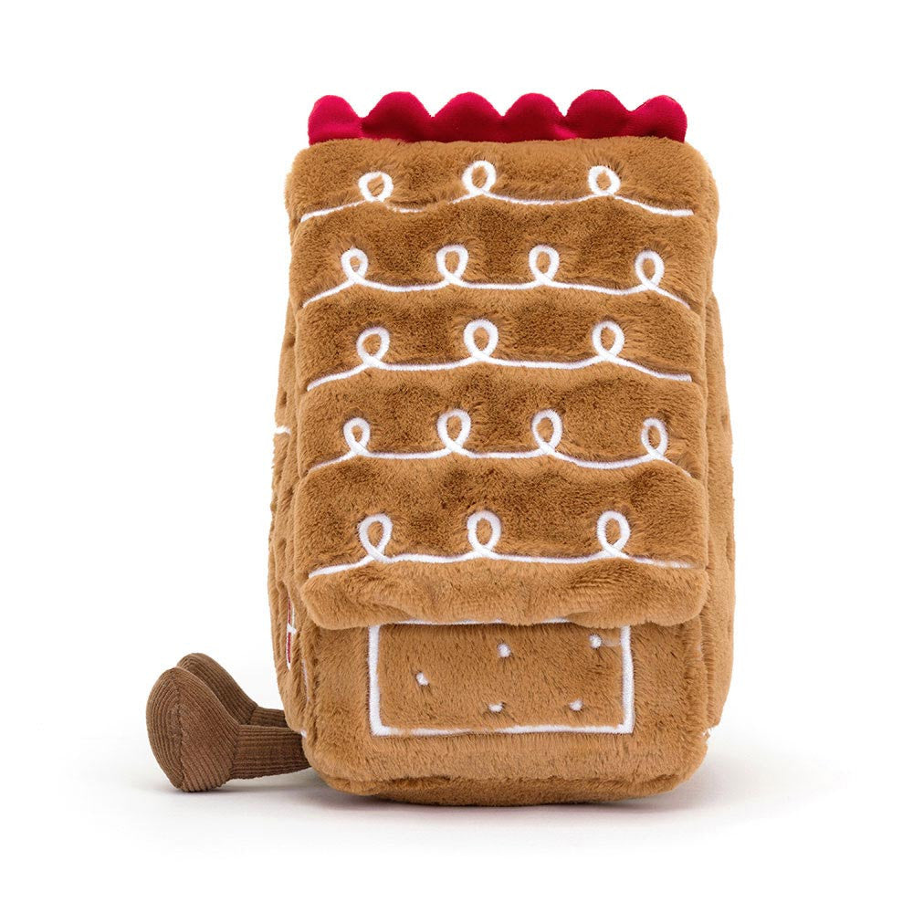 Seitenansicht Amuseables Gingerbread House von Jellycat.