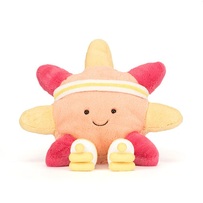 Jellycat Amuseables Sun Kuschelsonne mit Rollschuhen und lächelndem Gesicht in Gelb