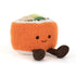 Jellycat Amuseables Codhi Californian Roll mit fröhlichem Gesicht und kleinen Beinchen, Sushi als Kuscheltier
