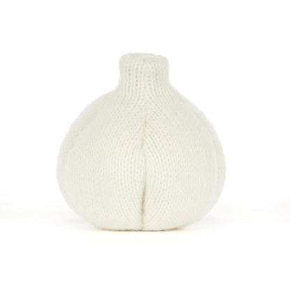Jellycat Amuseables Garlic Plüsch-Knoblauch aus Ecru-Strickstoff von hinten
