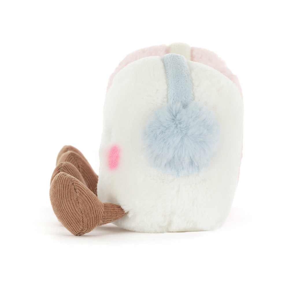 Seitenansicht Amuseables Toastie Pink and White Marshmallows von Jellycat.