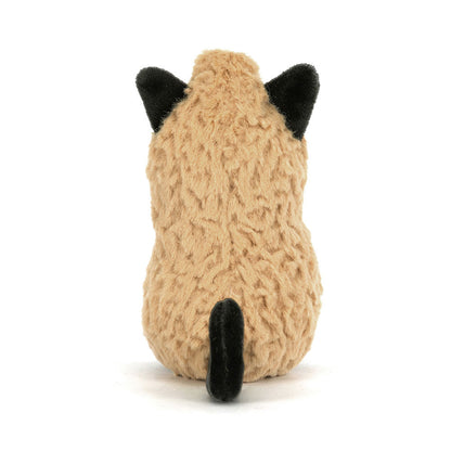 Jellycat Amuseables Peanut Cat Plüschtier aus der Halloween-Kollektion von hinten mit schwarzem Katzenschwanz