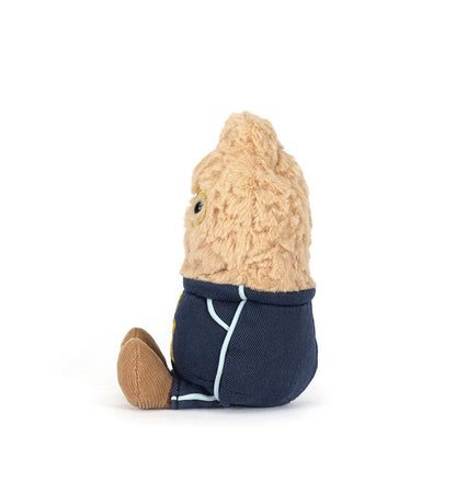 Jellycat Amuseables Peanut Star Student Outfit, Plüsch-Erdnuss mit goldener Brille, Schuluniform und ausgestreckten Füßen