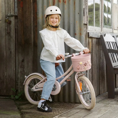 BANWOOD PIN &amp; RIDE Korb in Dusty Rose mit Pins am Fahrrad befestigt