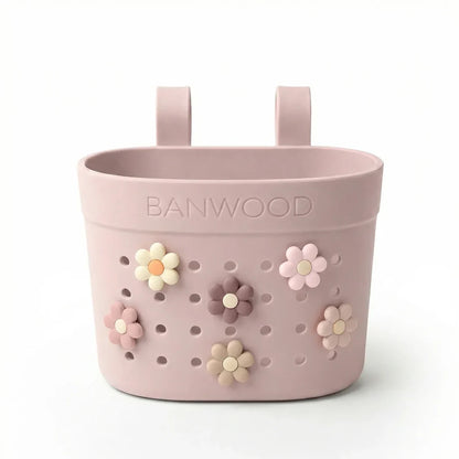 BANWOOD Blumen-Korb-Pins in verschiedenen Rosa-Tönen am PIN &amp; RIDE Fahrradkorb