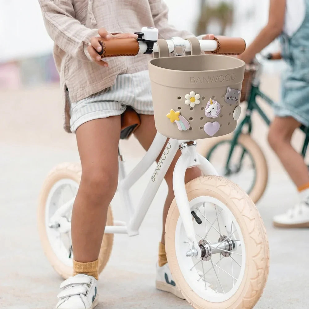 BANWOOD PIN &amp; RIDE Fahrradkorb mit 6 Magic-Pins in verschiedenen Rosa-Tönen am Laufrad-Lenker
