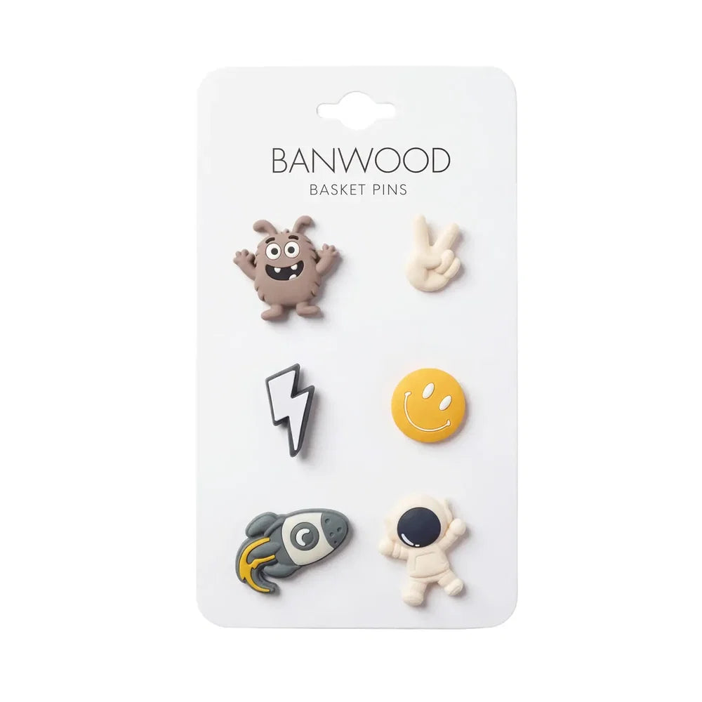 BANWOOD Space &amp; Fun Korb-Pins mit verschiedenen bunten Motiven