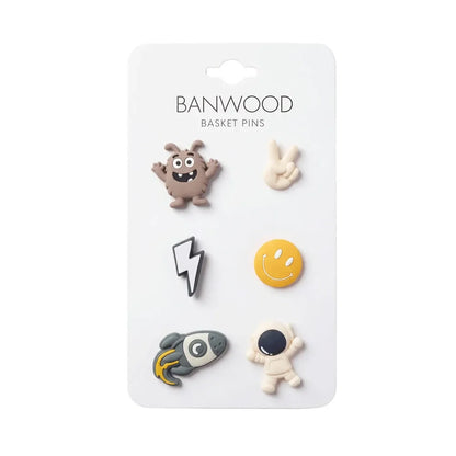 BANWOOD Space &amp; Fun Korb-Pins mit verschiedenen bunten Motiven