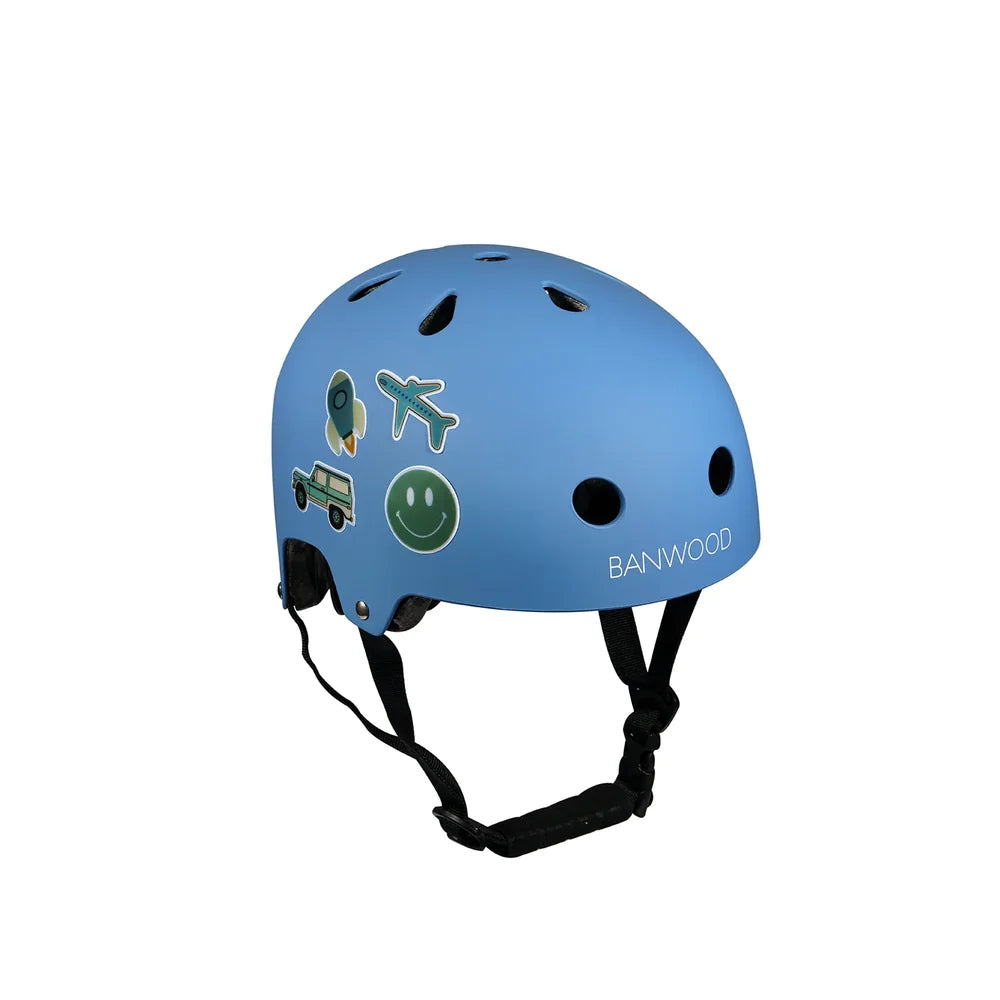 Kinderhelm mit BANWOOD reflektierenden Stickern in Dinosaurier-, Space- und Adventure-Motiven