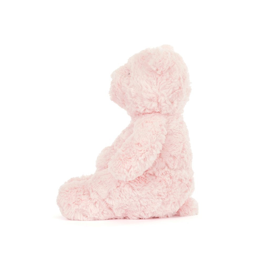 Seitenansicht Jellycat Leola Bear Medium, weicher Kuschelbär in rosa