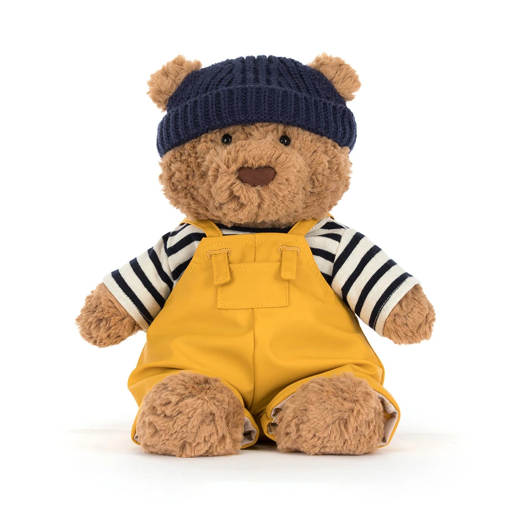 Jellycat Bartholomew Bear im Seefahrer Outfit mit Mütze und gestreiftem Shirt als Kuschelteddy