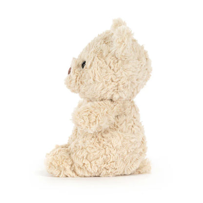 Jellycat Bartholomew Bear Junior Kuschelteddybär mit hellem Babyflaum, funkelnden Augen und weichem Fell