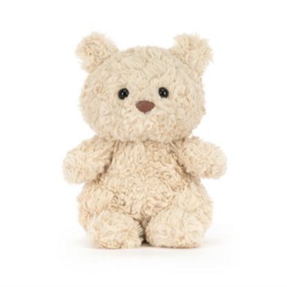 Jellycat Bartholomew Bear Junior Kuschelteddybär mit hellem Babyflaum, funkelnden Augen und weichem Fell