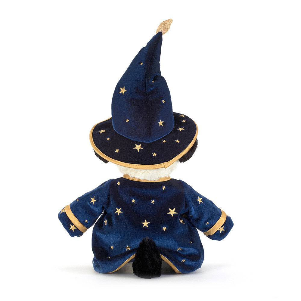 Jellycat Rufferty Puppy Wizard Plüschhund aus der Halloween-Kollektion von hinten mit Zauberumhang