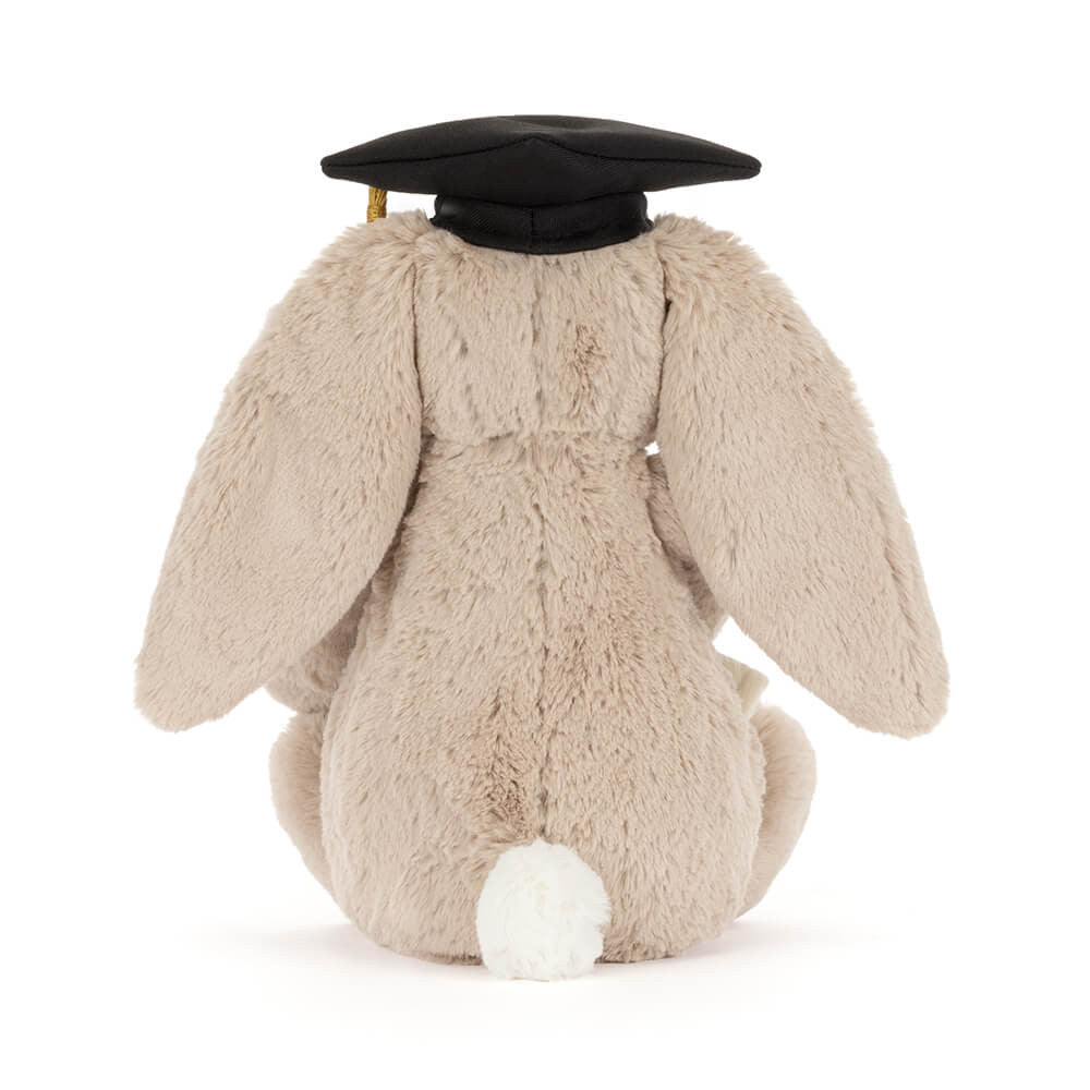 Jellycat Bashful Bunny Graduation Outfit  - Plüschhase mit Doktorhut und zusammengerolltem Zeugnis in den Pfötchen