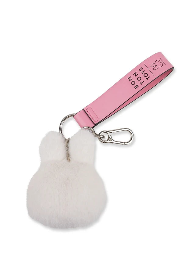 Miffy ECO Fuzzy Bag Charm in Offwhite von Bon Ton Toys – Miffy-Kopf und pinke Schlaufe von hinten