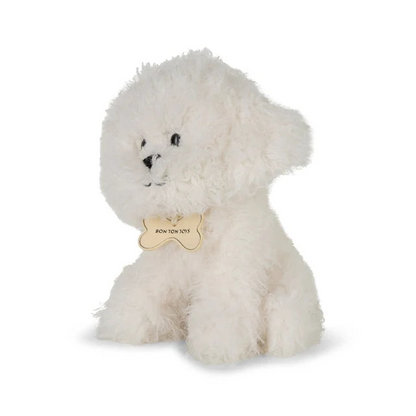 Kleiner weißer Reginald Plüschhund von BON TON TOYS – Ansicht von der Seite