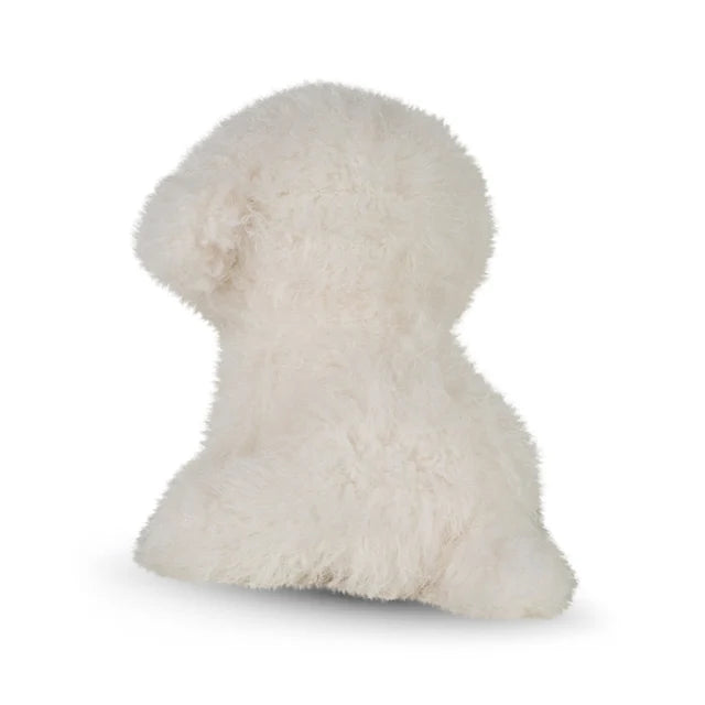 Kleiner weißer Reginald Plüschhund von BON TON TOYS – Ansicht von hinten