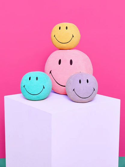 Plüsch-Smiley ECO Corduroy in Pink 23 cm mit weicher Cord-Oberfläche, nachhaltiges Kuscheltier von BON TON TOYS