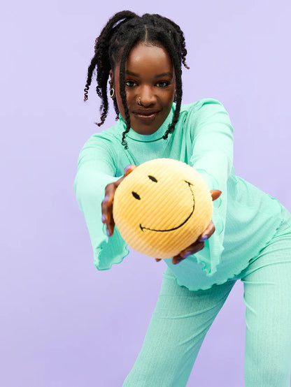 Plüsch-Smiley ECO Corduroy in Gelb 13 cm mit weicher Cord-Oberfläche, nachhaltiges Kuscheltier von BON TON TOYS