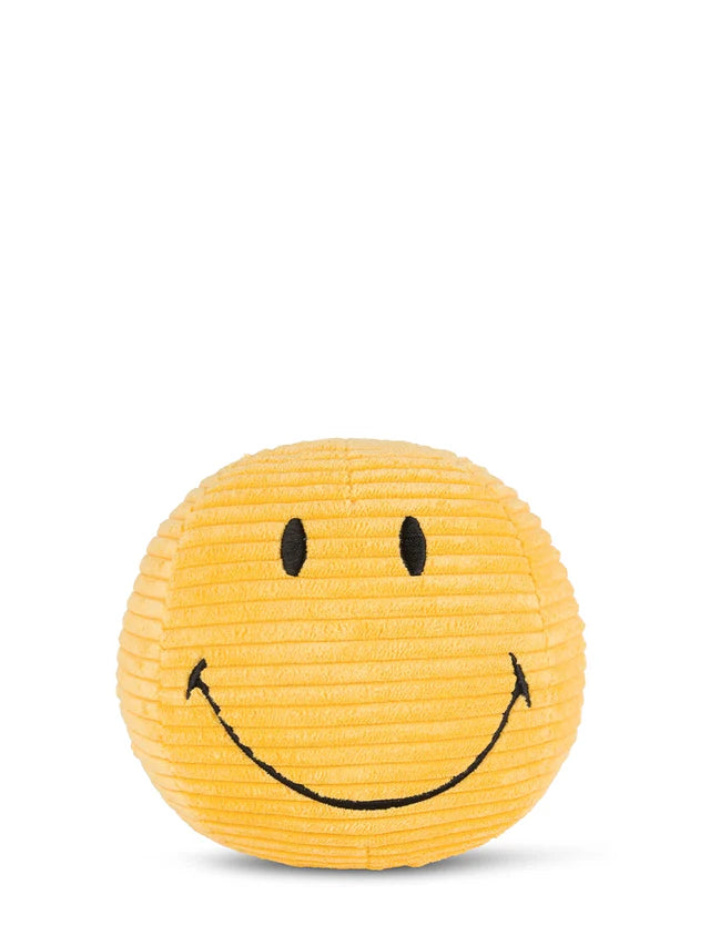 Plüsch-Smiley ECO Corduroy in Gelb 13 cm mit weicher Cord-Oberfläche, nachhaltiges Kuscheltier von BON TON TOYS