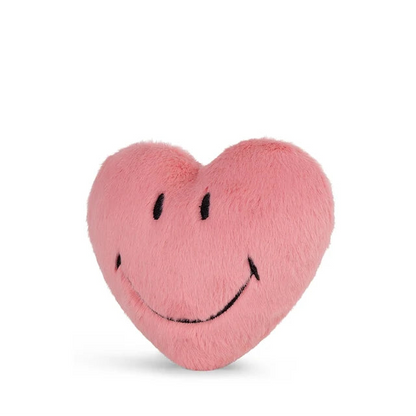 Pinkes Smiley ECO Fuzzy Plüschherz 12 cm von Bon Ton Toys – von vorne