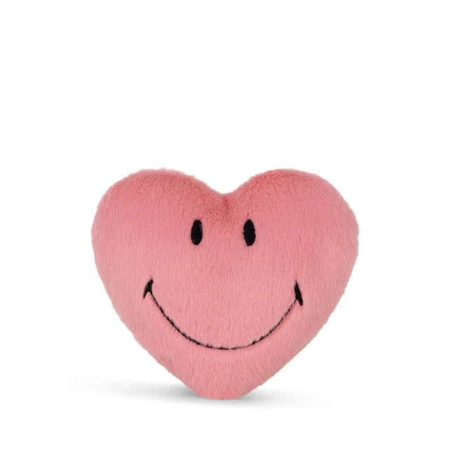 Pinkes Smiley ECO Fuzzy Plüschherz 12 cm von Bon Ton Toys – von vorne