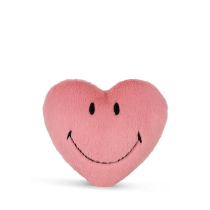 Pinkes Smiley ECO Fuzzy Plüschherz 12 cm von Bon Ton Toys – von vorne