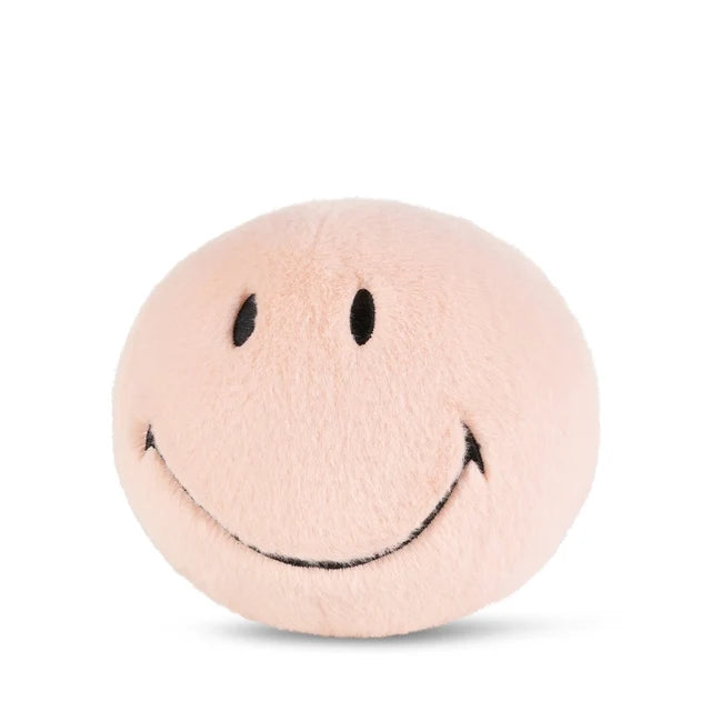 Pinker Smiley ECO Fuzzy Plüsch-Smiley 13 cm von Bon Ton Toys – von vorne
