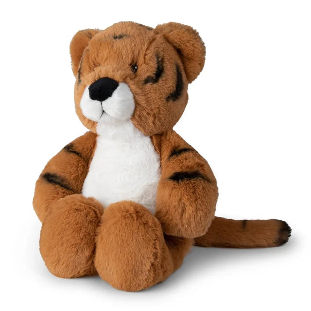 WWF ECO Timmy Tiger mit gestreiftem Fell, weißem Bauch und weißer Schnauze – sitzend schräg von der Seite